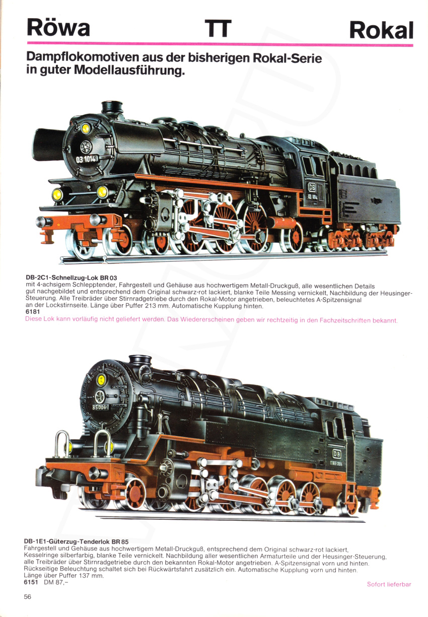 Röwa Modellbahnkatalog 1972/1973 Seite 56