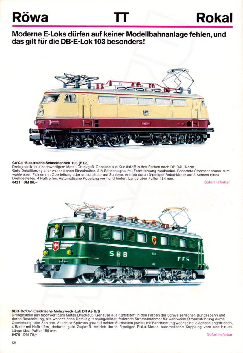 Röwa Modellbahnkatalog 1972/1973 Seite 58