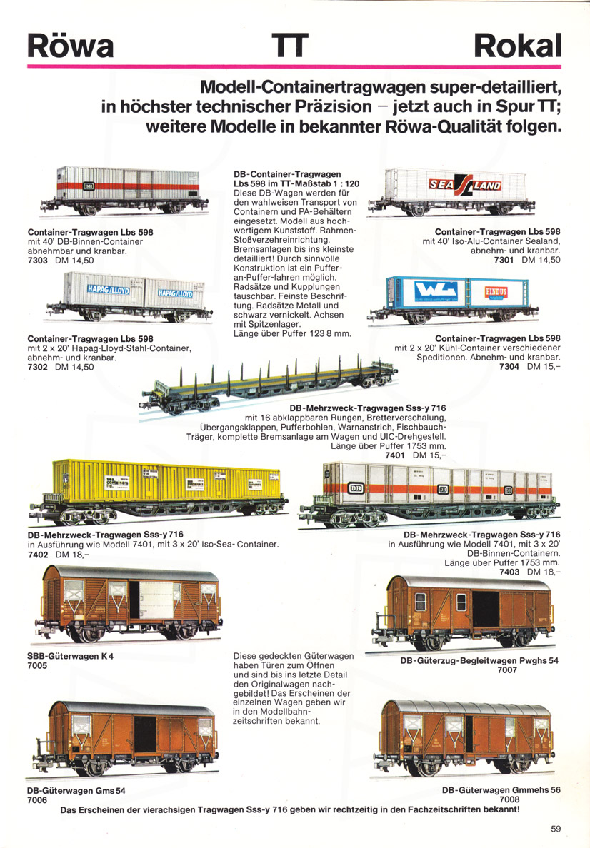 Röwa Modellbahnkatalog 1972/1973 Seite 59