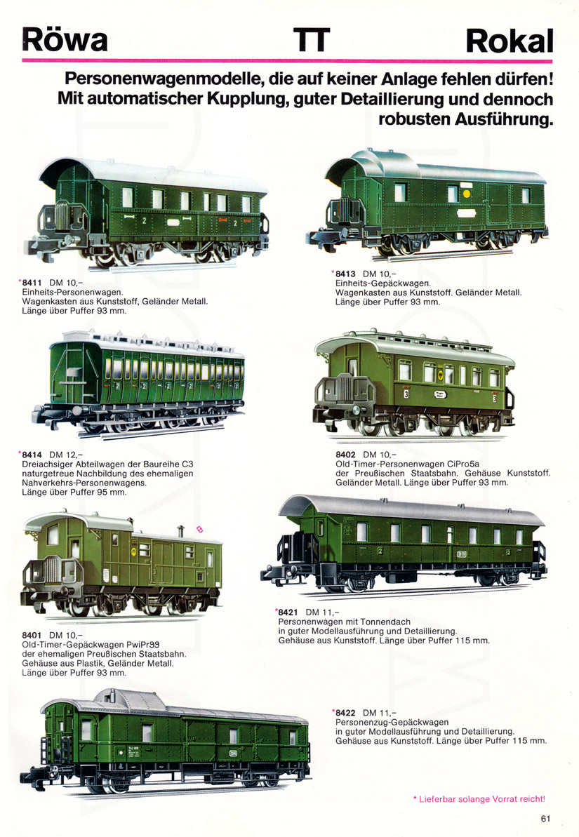 Röwa Modellbahnkatalog 1972/1973 Seite 61