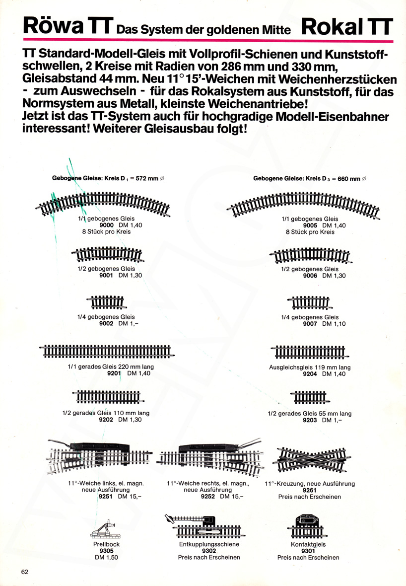 Röwa Modellbahnkatalog 1972/1973 Seite 62